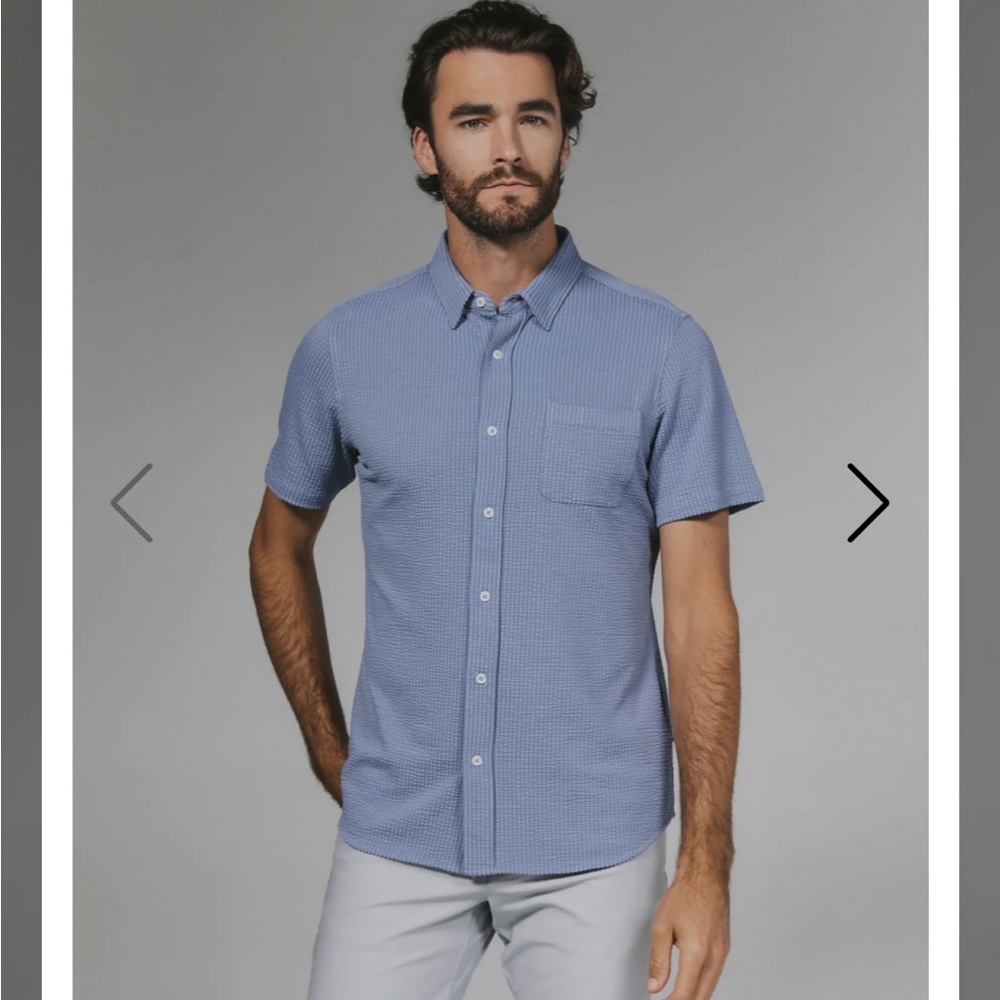 7 Diamonds Men's Casual Blue Button Down Shirt
